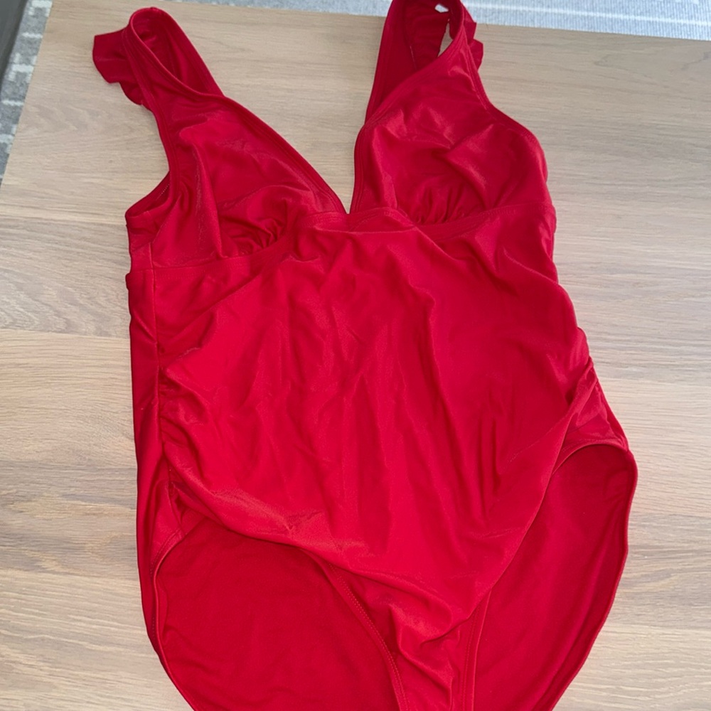 Kona Sol Red Swimsuit with ruffle detail (size XL)